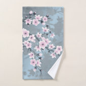 Dusky Pink Dusty Blue Cherry Blossom Floral Bad Handdoek (Handdoek)