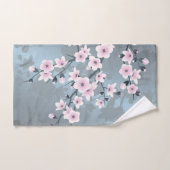 Dusky Pink Dusty Blue Cherry Blossom Floral Bad Handdoek (Handdoek)