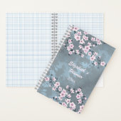 Dusky Pink Dusty Blue Cherry Blossom Naam Jaar Notitieboek (Binnen)