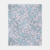 Dusky Pink Dusty Blue Cherry Blossoms Fleece Deken (Voorkant)