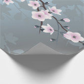 Dusky Pink Dusty Blue Cherry Blossoms Floral Cadeaupapier (Hoek)