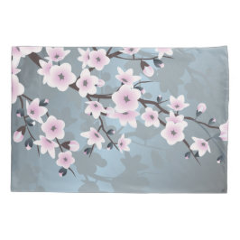 Dusky Pink Dusty Blue Cherry Blossoms Floral Kussensloop