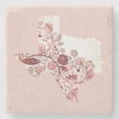 Dusky Pink Floral Texas Stenen Onderzetter (Voorkant)