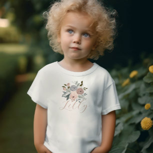 Dusky Pink Floral Whimsical Cute Script