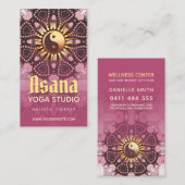 Dusky Pink & Gold Yin Yang Holistic Asana Yoga Visitekaartje (Voorkant / Achterkant)