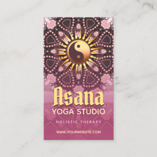 Dusky Pink & Gold Yin Yang Holistic Asana Yoga Visitekaartje