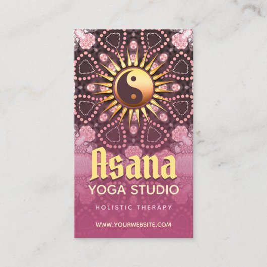 Dusky Pink & Gold Yin Yang Holistic Asana Yoga Visitekaartje (Voorkant)