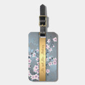 Dusky Pink Grayish Blue Cherry Blossom Bagagelabel (Voorkant verticaal)