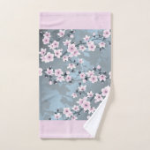 Dusky Pink Grayish Blue Cherry Blossom Floral Bath Bad Handdoek (Handdoek)
