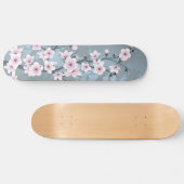 Dusky Pink Grayish Blue Cherry Blossom Floral Persoonlijk Skateboard (Horizontaal)