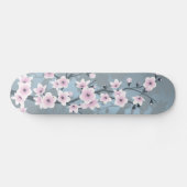 Dusky Pink Grayish Blue Cherry Blossom Floral Persoonlijk Skateboard (Horizontaal)
