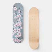 Dusky Pink Grayish Blue Cherry Blossom Floral Persoonlijk Skateboard (Voorkant)