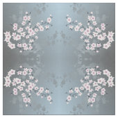 Dusky Pink Grayish Blue Cherry Blossom Pattern Fab Stof (Swatch)