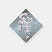 Dusky Pink Grayish Blue Cherry Blossom Servet (Hoek)