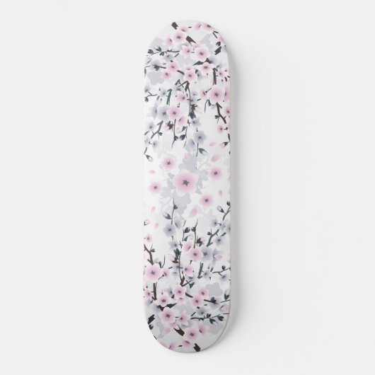 Dusky Pink Mauve Cherry Blossom Floral Persoonlijk Skateboard (Voorkant)
