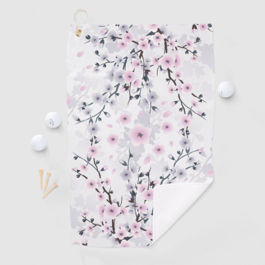 Dusky Pink Mauve Cherry Blossom Golfhanddoek (Insitu)