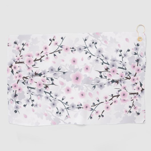Dusky Pink Mauve Cherry Blossom Golfhanddoek (Horizontaal)