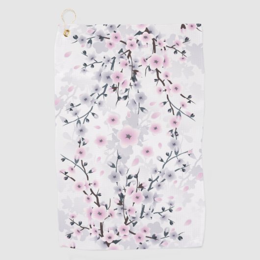 Dusky Pink Mauve Cherry Blossom Golfhanddoek (Voorkant)
