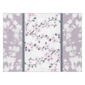 Dusky Pink Mauve Stripes Cherry Blossom Tableclot Tafelkleed (Voorkant (Horizontaal))