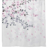 Dusky Pink Mauve White Cherry Blossom Douchegordijn (Voorkant)