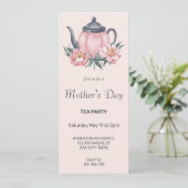 Dusky Pink Moederdag Tea Party Uitnodiging (Staand voorkant)