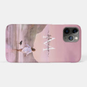 Dusky Pink Monogram Beach Case-Mate iPhone Case (Achterkant (horizontaal))