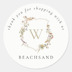 Dusky Pink Wildflower Crest Bedankt voor het winke Ronde Sticker