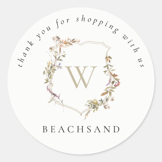 Dusky Pink Wildflower Crest Bedankt voor het winke Ronde Sticker (Voorkant)