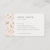 Dusky Pink Wildflower Monogram Crest Afspraak Visitekaartje (Achterkant)