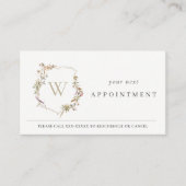 Dusky Pink Wildflower Monogram Crest Afspraak Visitekaartje (Voorkant)