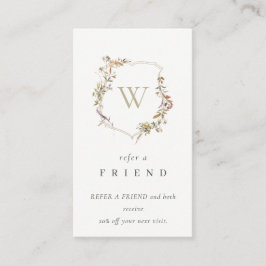 Dusky Pink Wildflower Monogram Crest Verwijs Vrien Visitekaartje