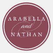 Dusky Plum gepersonaliseerde bruiloft Ronde Sticker (Voorkant)