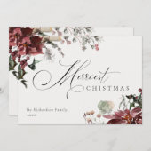 Dusky Red Poinsettia Bloem Allerfeestelijkste Kers Feestdagenkaart (Voorkant / Achterkant)
