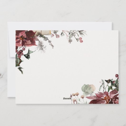 Dusky Red Poinsettia Bloem Allerfeestelijkste Kers Feestdagenkaart (Achterkant)