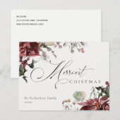 Dusky Red Poinsettia Floral Merriest Kerstmis Briefkaart (Voorkant / Achterkant)