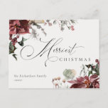 Dusky Red Poinsettia Floral Merriest Kerstmis Briefkaart<br><div class="desc">Als u nog meer aanpassingen nodig hebt,  kunt u mij op yellowfebstudio@gmail.com vrij klikken.</div>