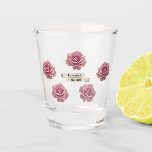  Dusky Roos Bloem Persoonlijk Bloemen Shot Glas (Voorkant)