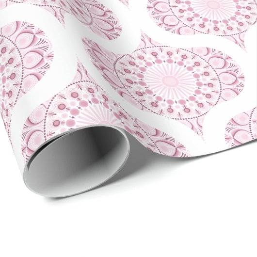 Dusky Roos Confetti Lace Dot Mandala Retro Ogee Cadeaupapier (Rol Hoek)