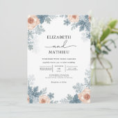Dusky Roos Frost Floral Wedding Kaart (Staand voorkant)