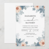 Dusky Roos Frost Floral Wedding Kaart (Voorkant / Achterkant)