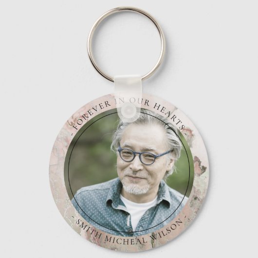 DUSKY ROOS GOLD PINK AGATE SYMPATHY MEMORIAL FOTO SLEUTELHANGER (Voorkant)