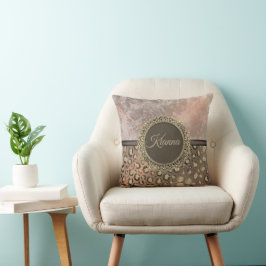 Dusky Roos Marble Glittery Leopard Kussen