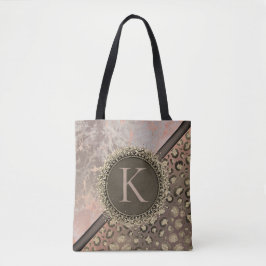 Dusky Roos Marmer Glitterij Leopard Monogram Tote Bag