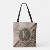Dusky Roos Marmer Glitterij Leopard Monogram Tote Bag (Achterkant)