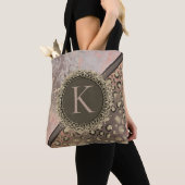 Dusky Roos Marmer Glitterij Leopard Monogram Tote Bag (Dichtbij)