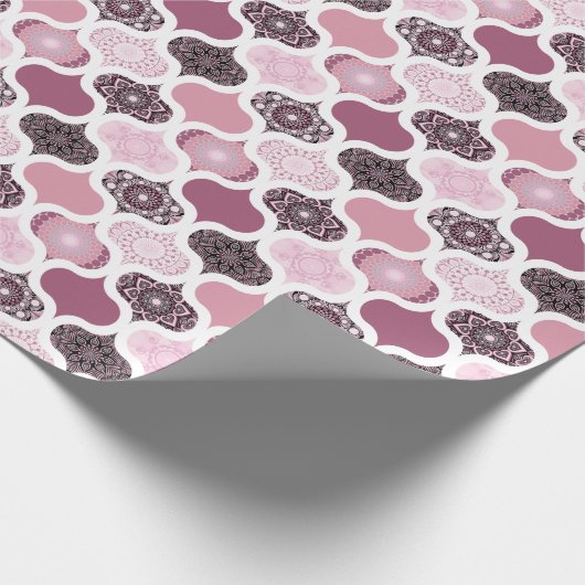 Dusky Rose Dot Mandalas Ogee Patchwork Cadeaupapier (Hoek)