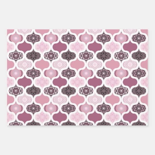 Dusky Rose Dot Mandalas Ogee Patchwork Inpakpapier Vel (Voorkant)