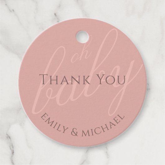 Dusky Roze Bes Dank Je Baby Shower Reveal Bedankjes Labels (Voorkant)