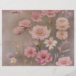 Dusky Roze  Bloemen Scrapbook Papier