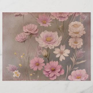 Dusky Roze  Bloemen Scrapbook Papier